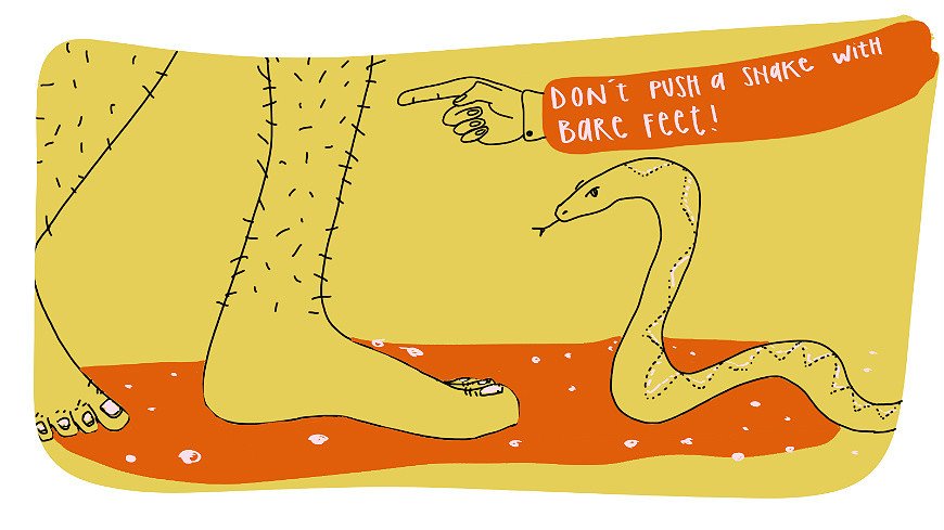 Marker: Don’t push a snake with bare feet